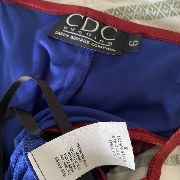 Vintage CDC 90s Prom Dress Maxi Gown Burnout Velvet Filigree Wine Blue USA -Sz 6 - Picture 4 of 10